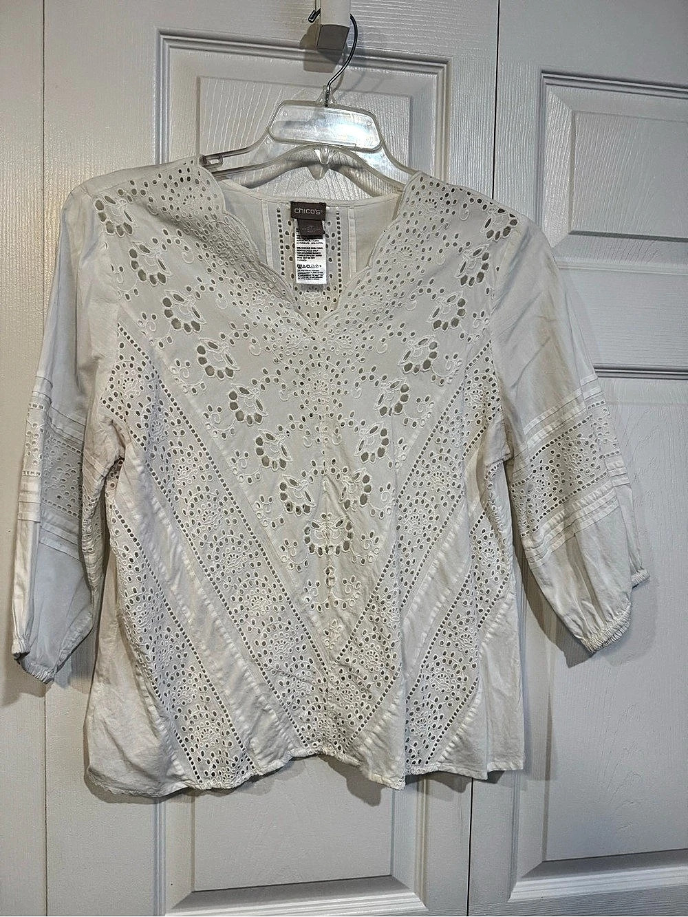 Chico's Women's Cotton Eyelet Tunic Size 2P